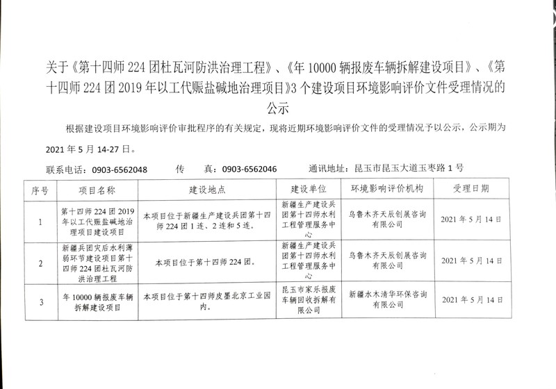 受理情况公示