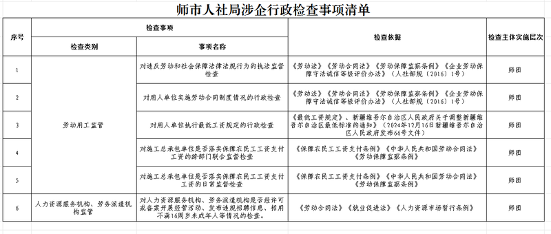 检查事项清单